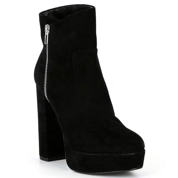 Gianni Bini Shoes - NEW Gianni Bini Didier Suede Side Zipper Platform Block Heel Booties in Black